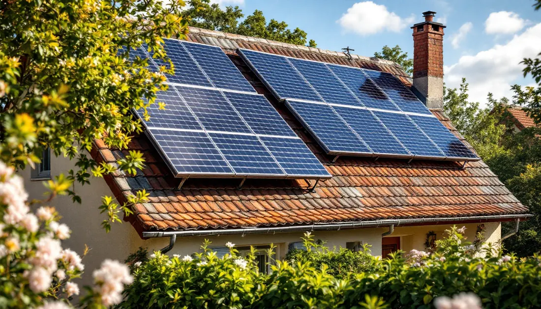 Panneaux solaires sur une maison à Valence